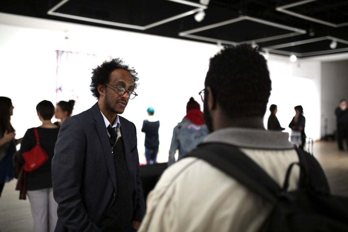 Author Dinaw Mengestu held a discussion in the UCF Art Gallery on Thursday, January 18. (Photo by Jean-Claude Rasch ’17)