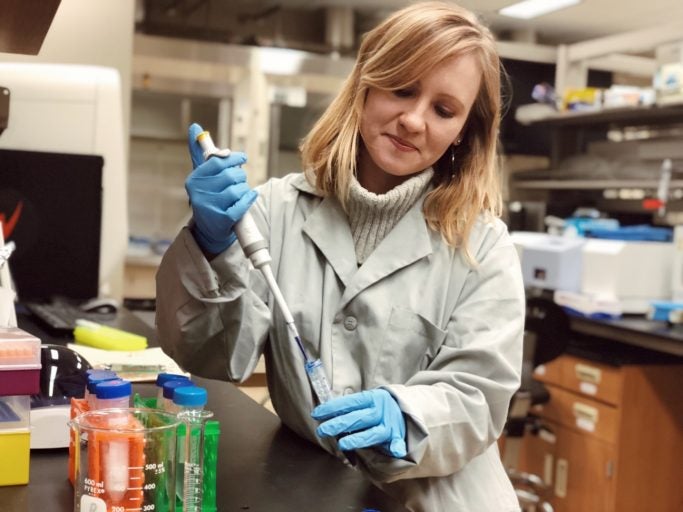 Researcher working in lab