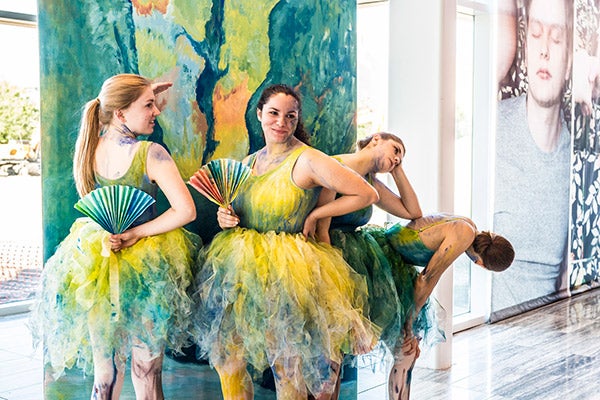 Students from the School of Visual Arts and Design as tableau vivant (living art), recreating Edgar Degas’ “Ballet Dancers in the Wings” at the 2017 UCF Celebrates the Arts. (Photo by Tony Firriolo)