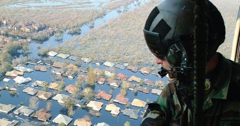 pilot overlooking flooded area