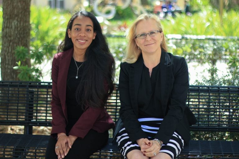 Left: Alesha Cameron, doctoral student in Criminal Justice. Right: Dr. Catherine Kaukinen, Professor and Chair of Criminal Justice