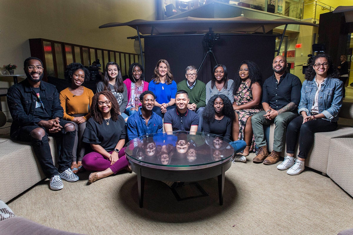 Melinda and Bill Gates and Gates Scholars at UCF were interviewed by 60 Minutes in October. (Photo by Austin Warren)