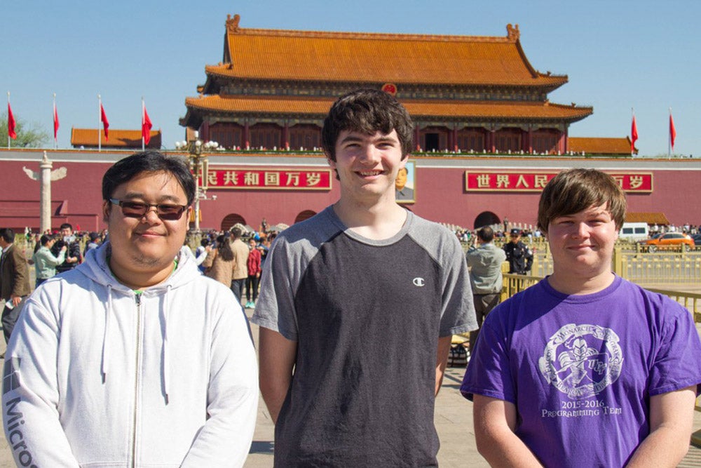 Computer science students Eric Ly, Alex Coleman and Timothy Buzzelli represented UCF at the International Collegiate Programming Contest in Beijing.