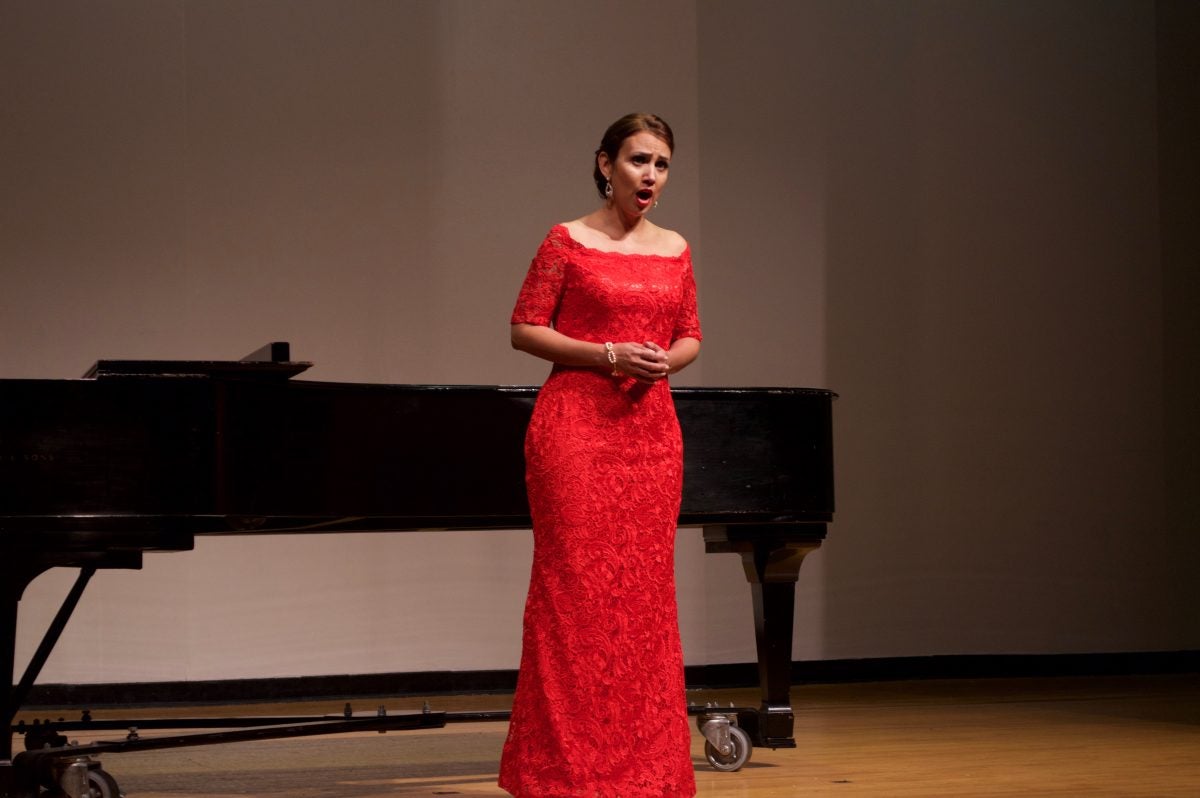 Master's student Arleen Ramirez performs a solo during her grad recital at UCF.