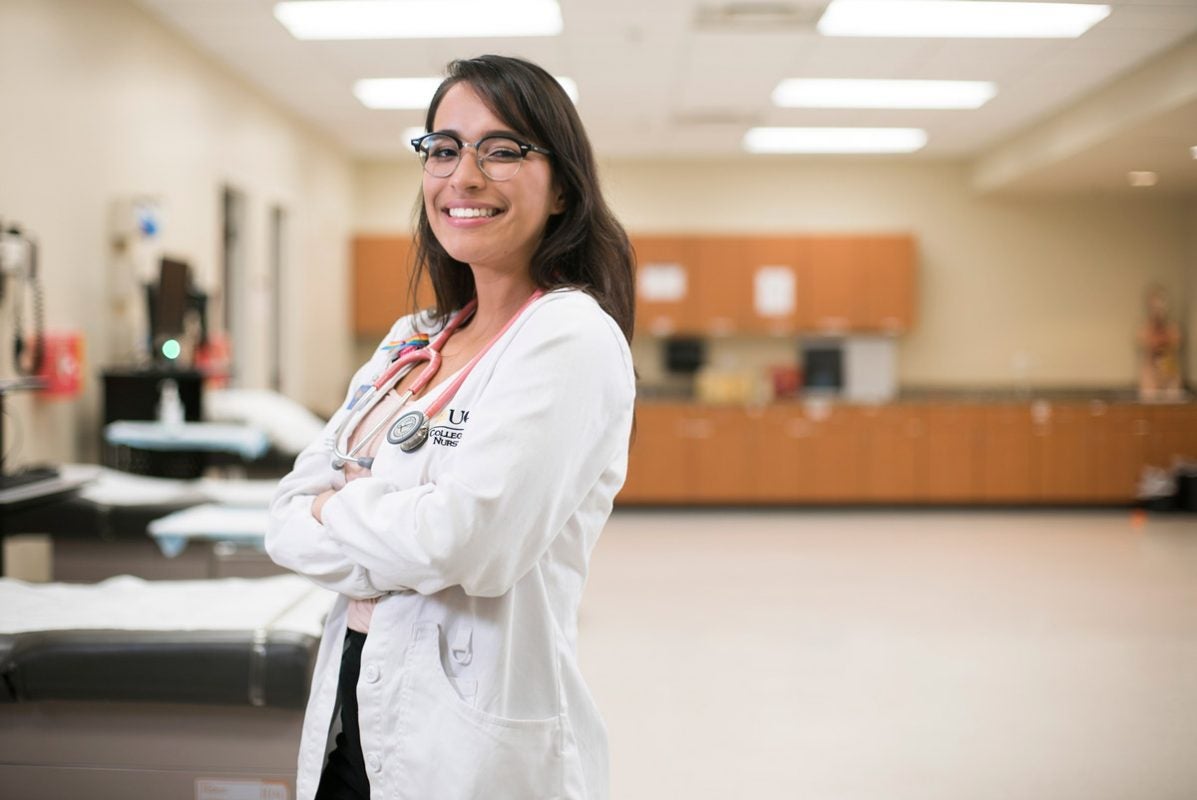 Having grown up without access to health care, nursing student Eliany Torres Pon is committed to making sure others receive the care they need regardless of insurance or documentation. (Photo by Bernard Wilchusky)