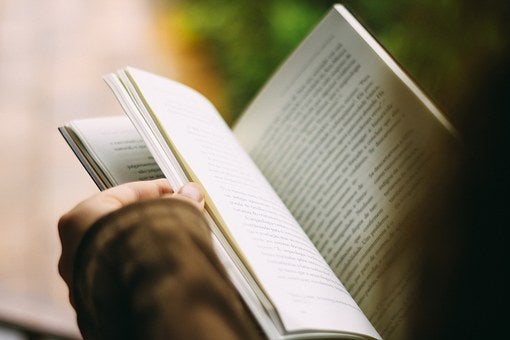 close up of book being read