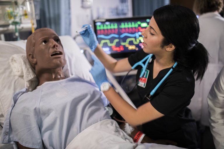 Acute care healthcare simulation lab in the College of Nursing