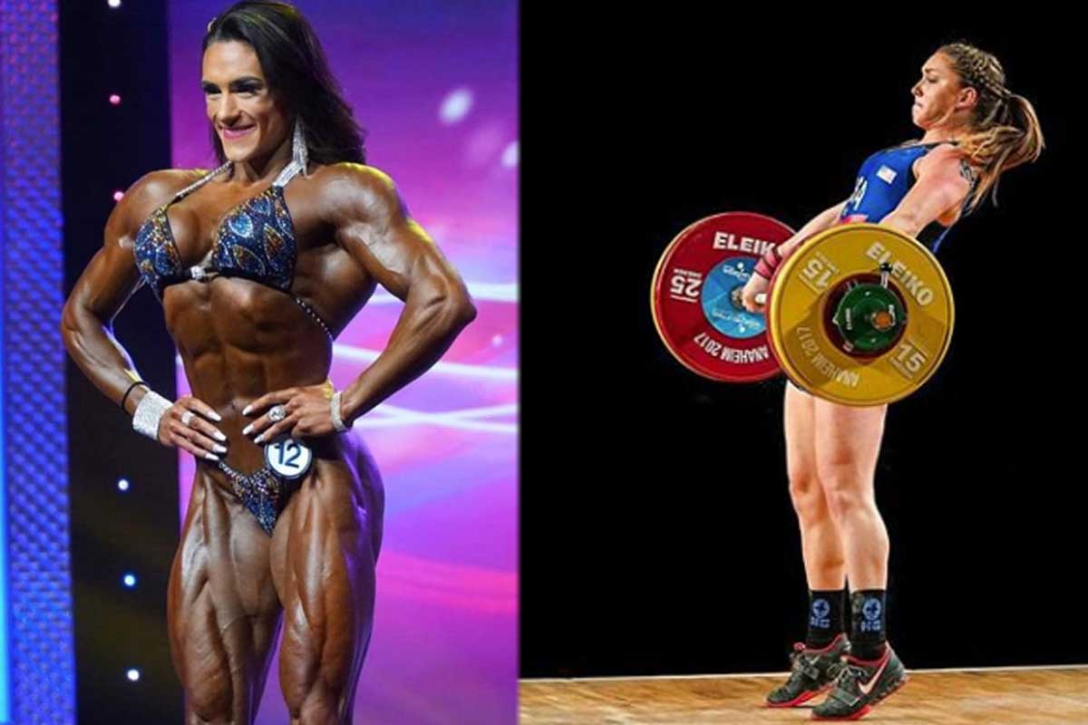 Female body builder and female weight lifter