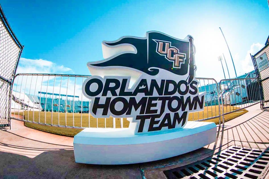 Orlando Hometown Team sign in football stadium on sunny day