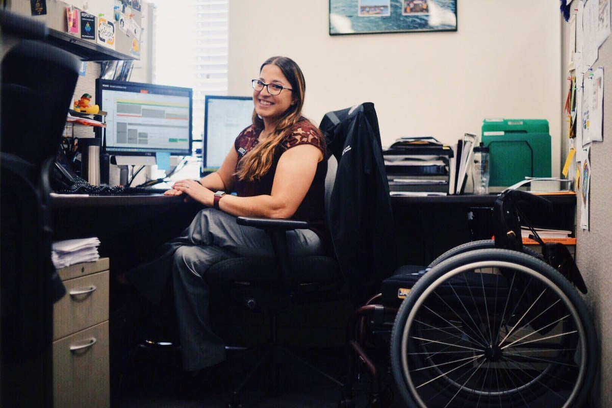 Columnist Katherine Torres at her work desk.