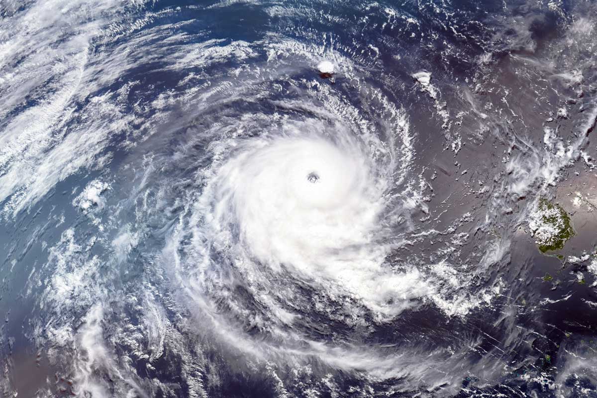 satellite view of hurricane in ocean