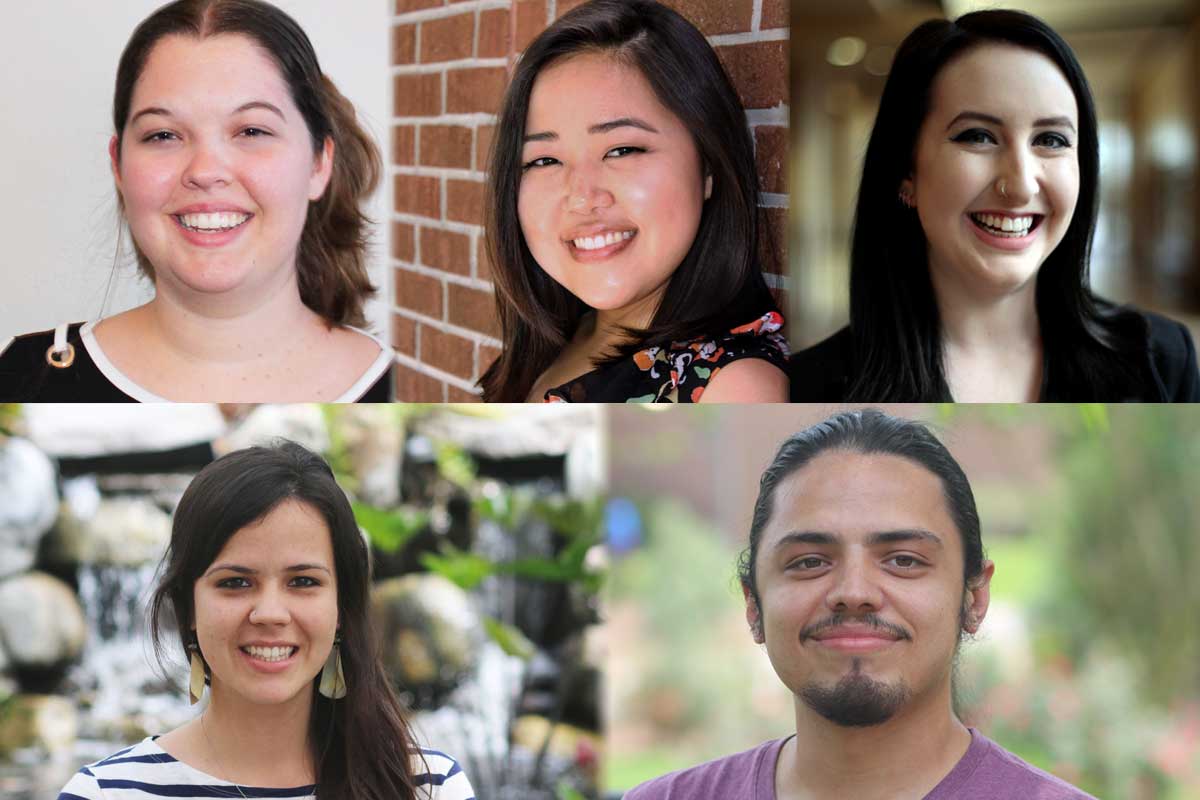 Collage of five headshots of Fulbright Award recipients