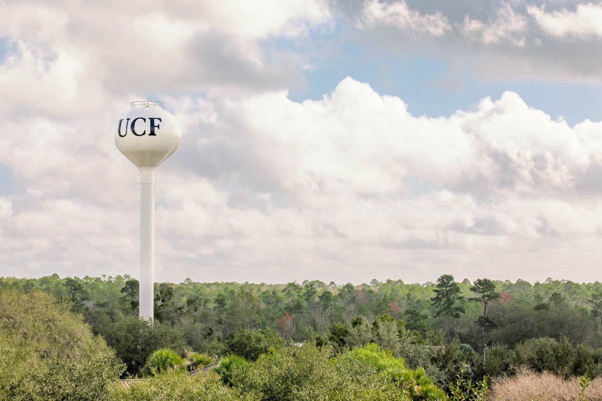 The water tower with the letters "UCF"