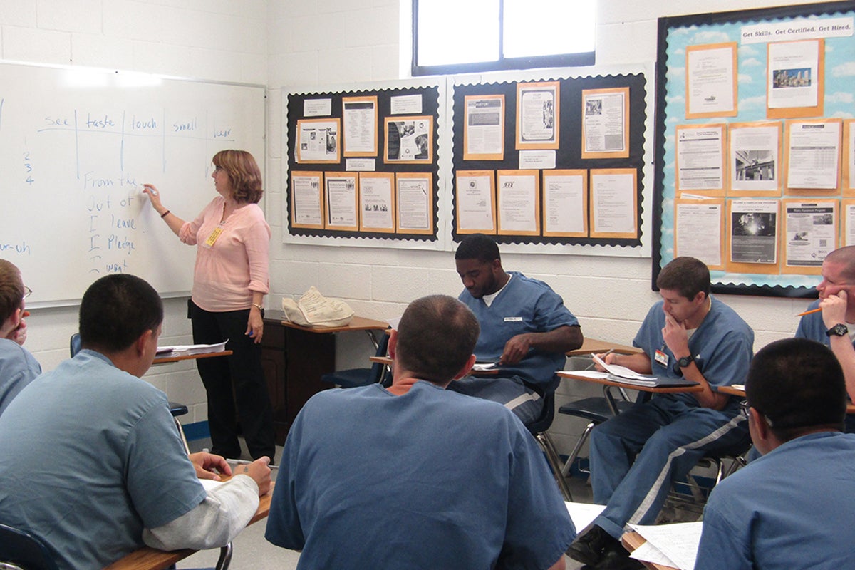 UCF English professor Terry Ann Thaxton teaches creative writing to people in prison at the Central Florida Reception Center in Orlando.
