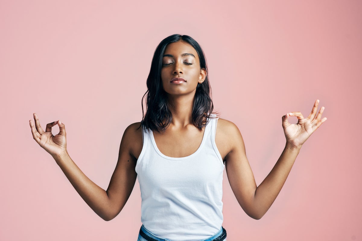 A woman meditating