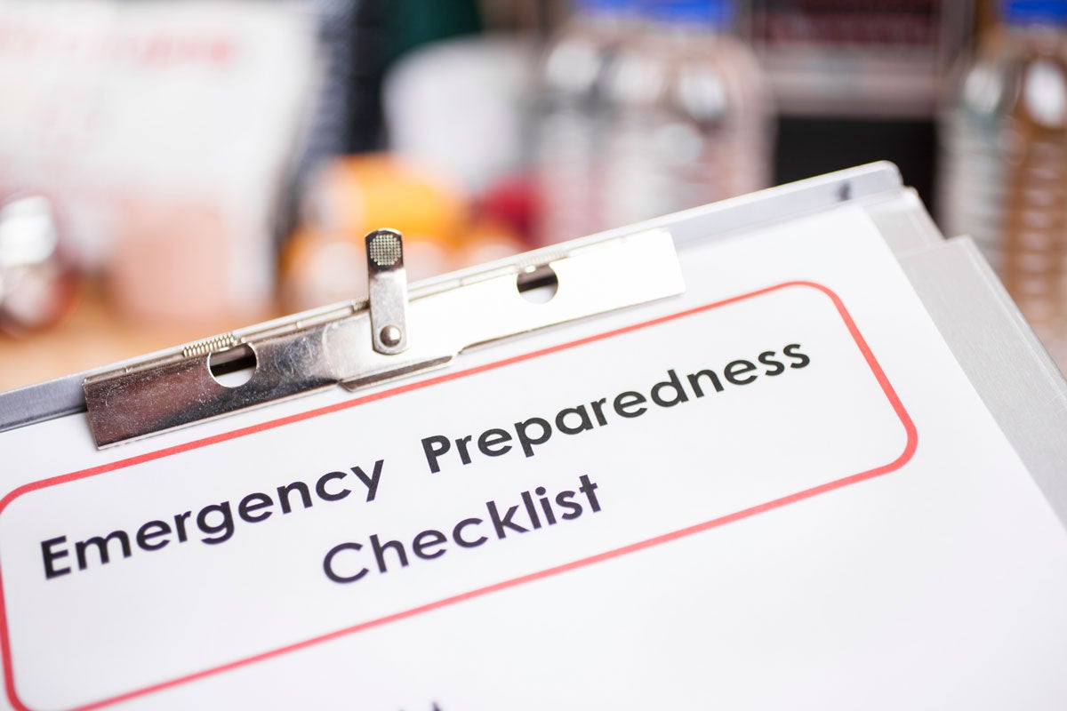 clipboard of emergency preparedness checklist