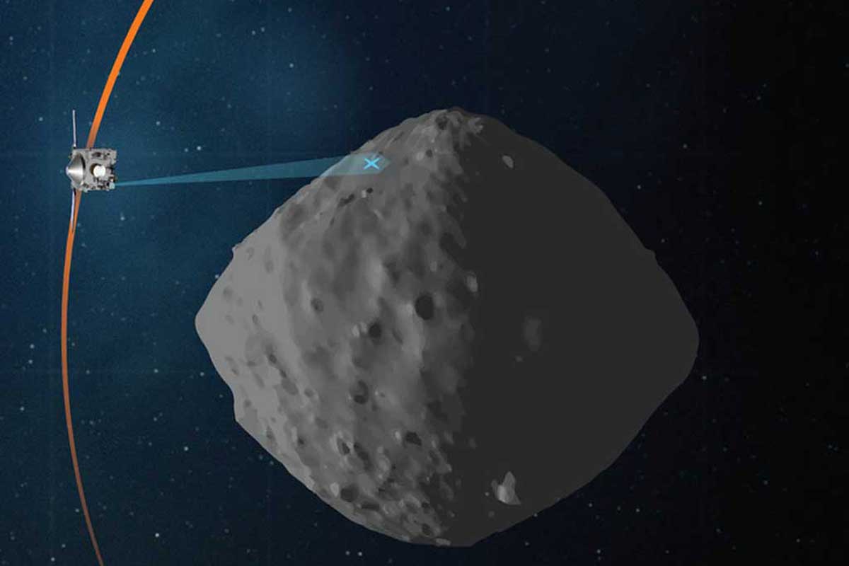 rendering of Bennu fly by