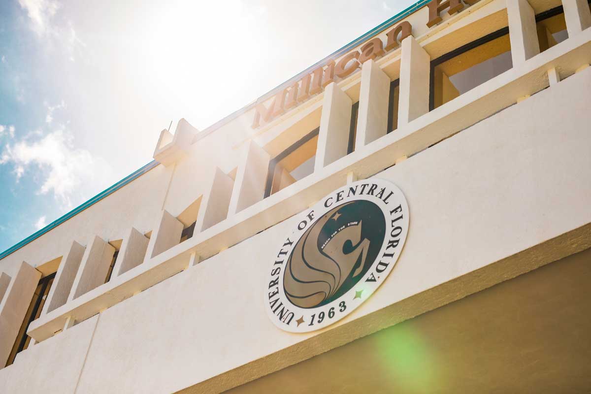 Sun shines over UCF Pegasus seal