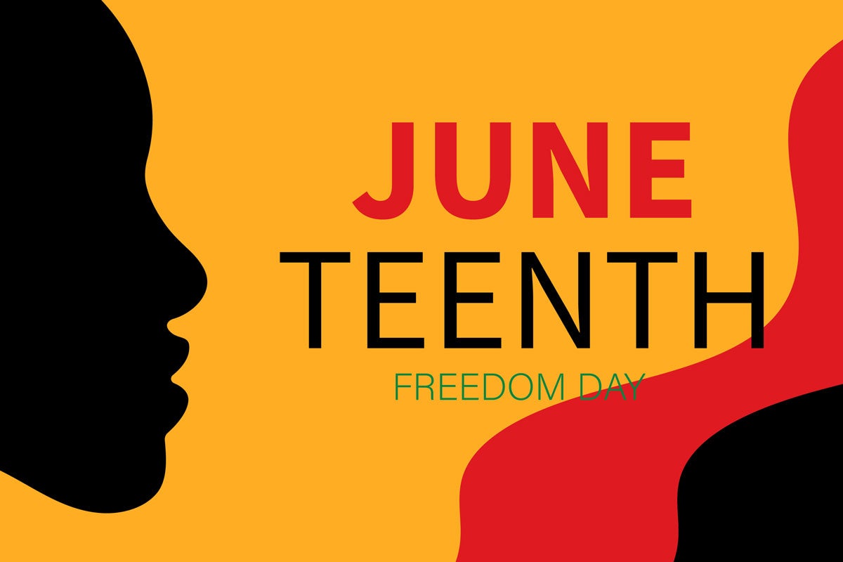 silhouette of Black woman with text: Juneteenth Freedom Day