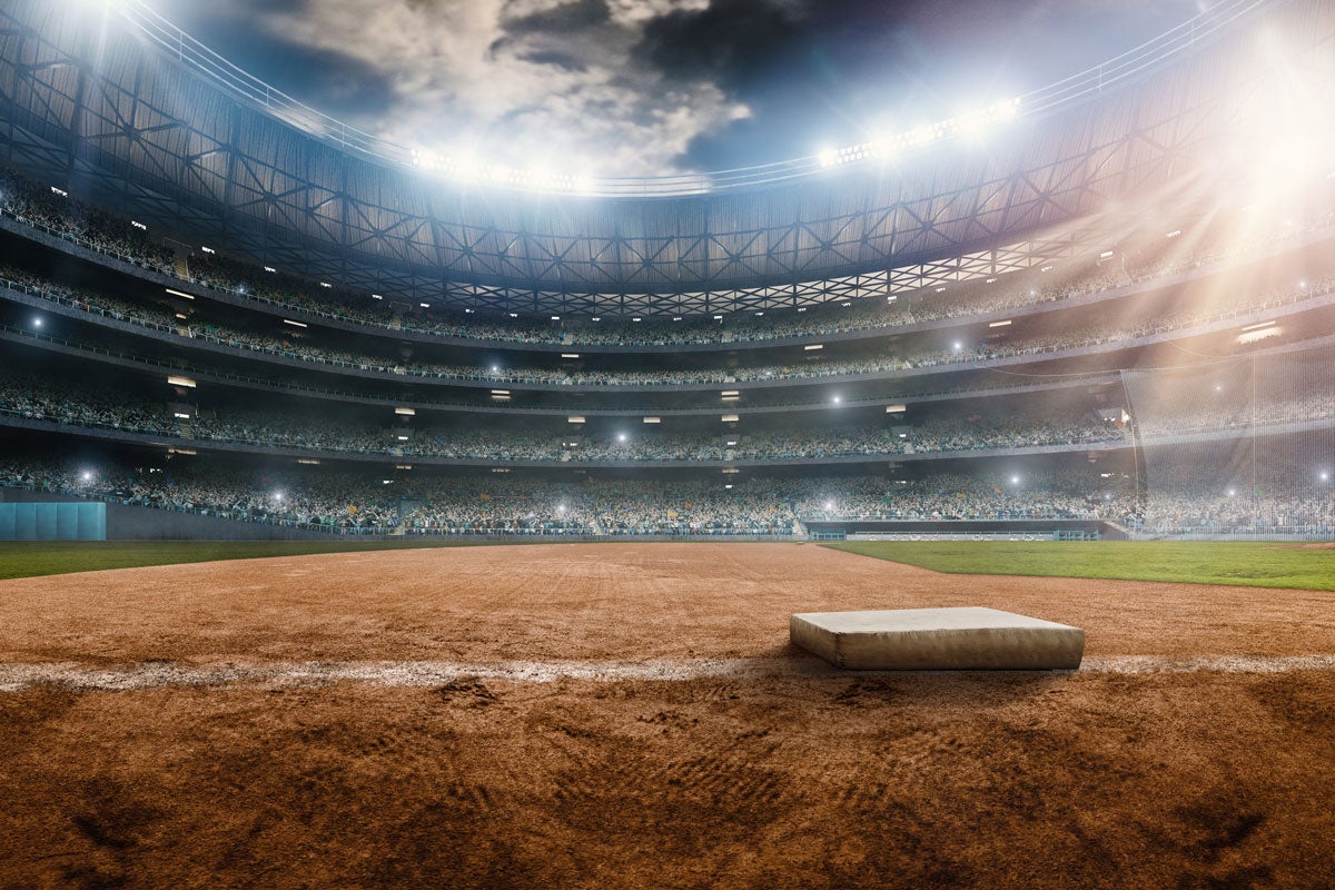 baseball stadium at night