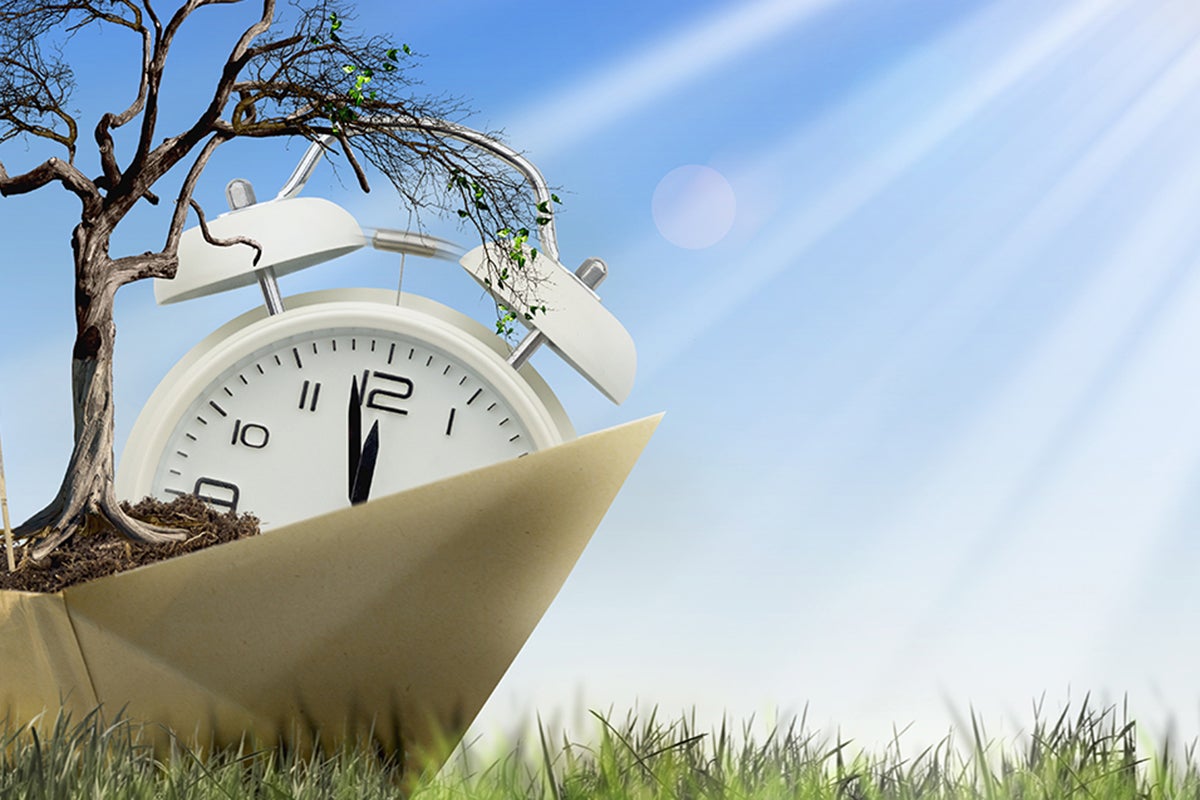 climate change illustration with ticking clock