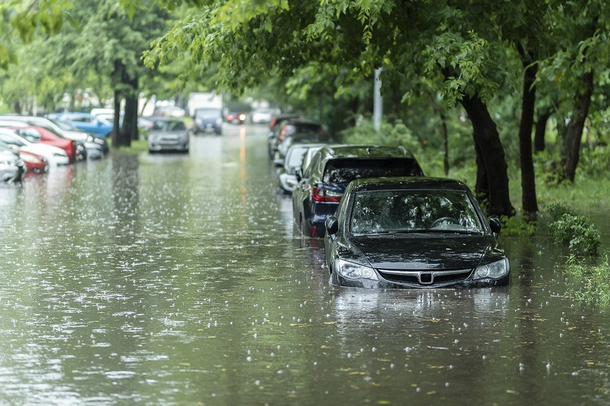 flooded cars are shown in this image