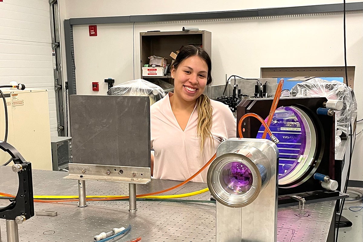Isabella Pardo is pictured in an optics lab.
