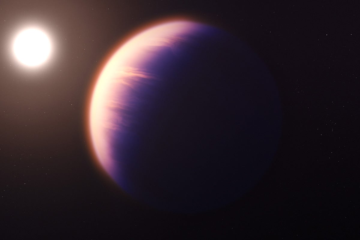 Illustration of Exoplanet WASP-39 b and Its Star