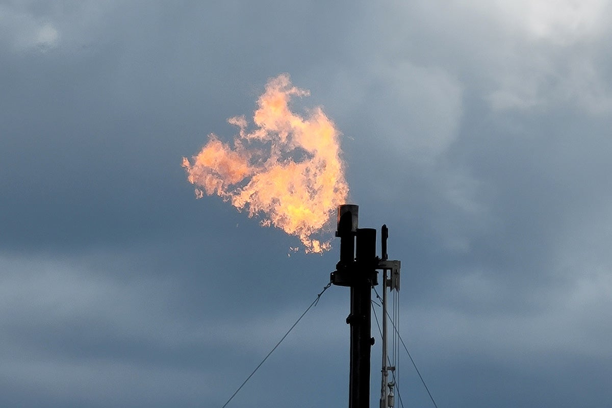 Gas flare at a wellhead