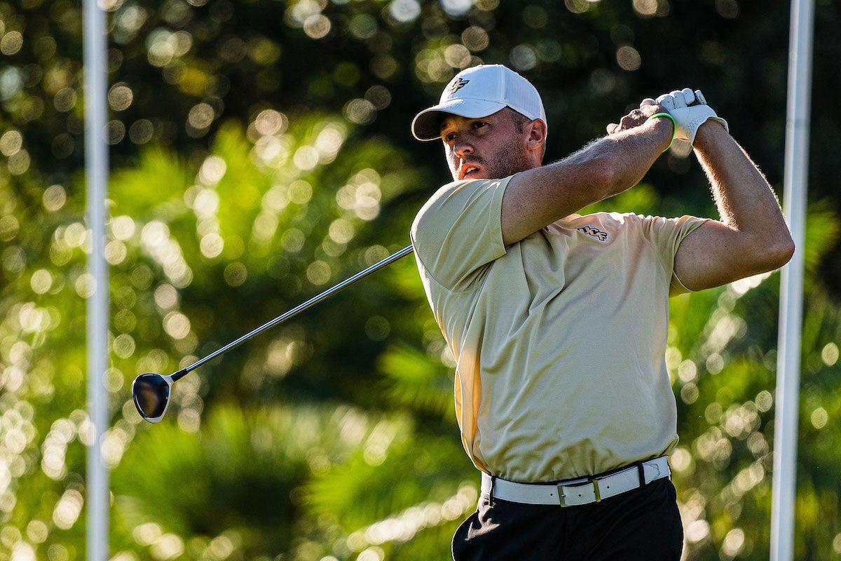 Luis Carrera swinging a golf club