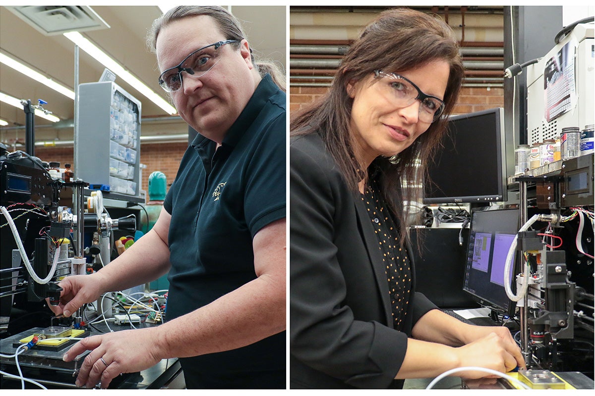 UCF researchers Richard Blair (on left) and Laurene Tetard (on right) are shown.
