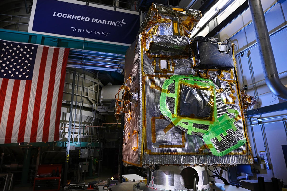 NASA's Lunar Trailblazer sits in a clean room at Lockheed Martin Space in Littleton, Colorado, shortly after being integrated with its second and final science instrument in June 2023.