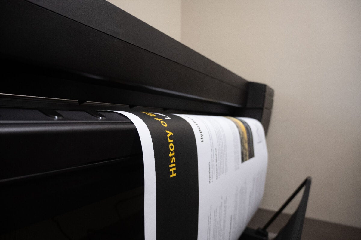 poster printing out of a poster printer