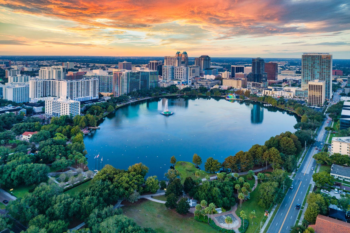 The Orlando skyline around Lake Ella