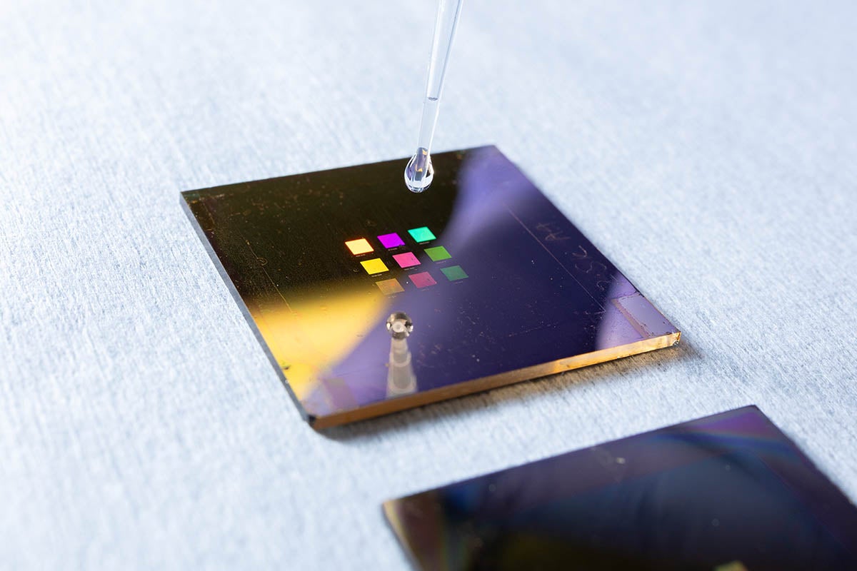 The UCF-developed plasmonic technology, shown here, significantly improves the detection of the chirality of molecules, meeting a crucial demand in the field of medical and pharmaceutical research.