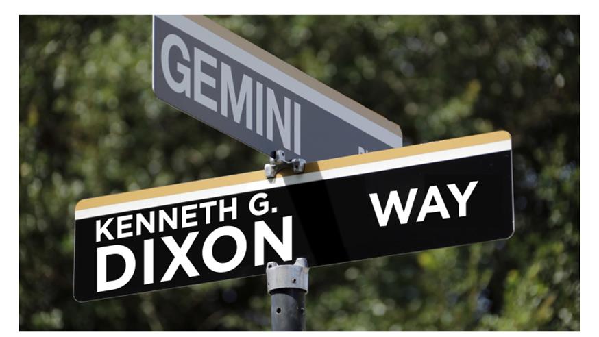 A street sign that reads Kenneth G. Dixon Way