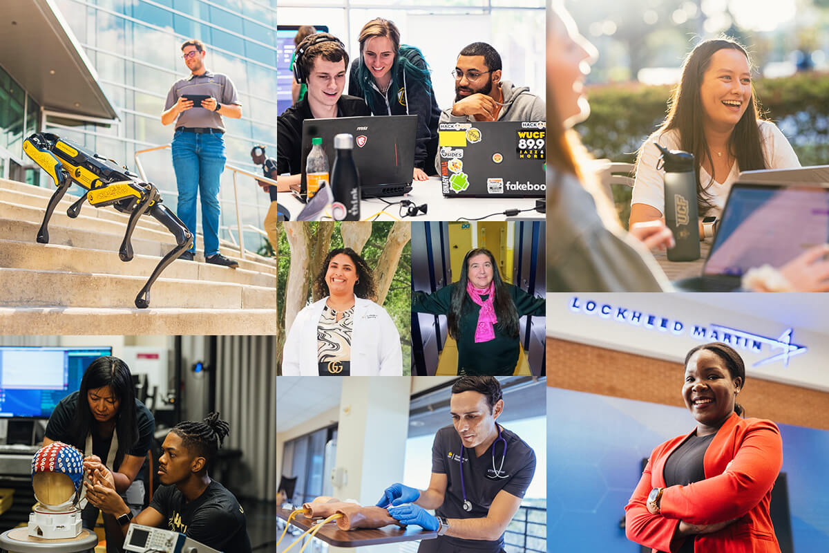 A collage of UCF students, faculty and staff