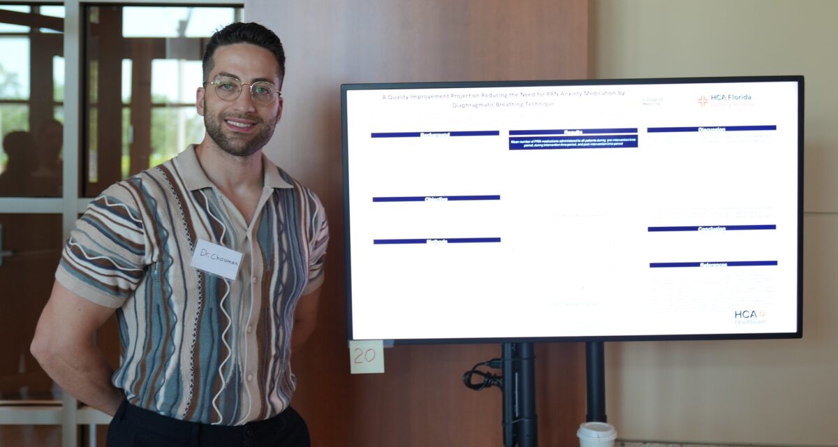 Man standing by presentation