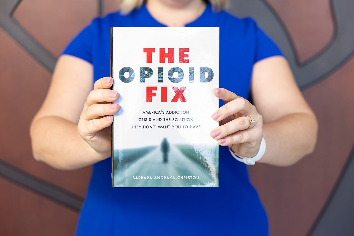 Close-up of the 2020 book "The Opioid Fix" 