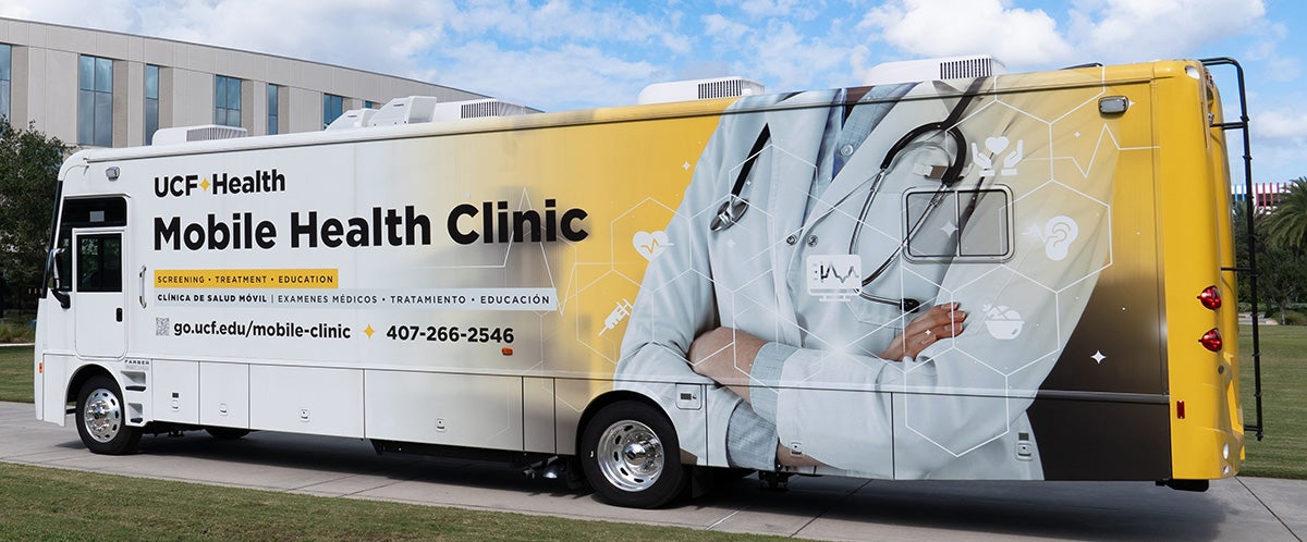 UCF Mobile Health Clinic vehicle is parked