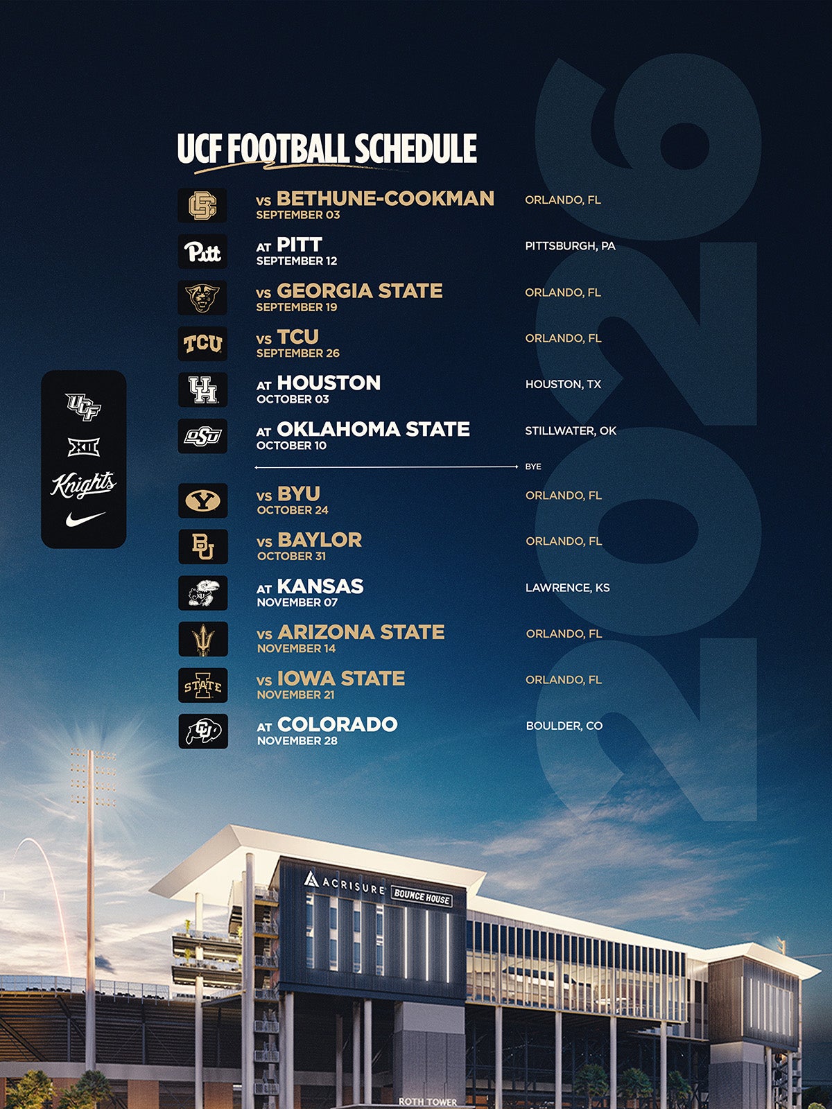 graphic of 2026 UCF football schedule