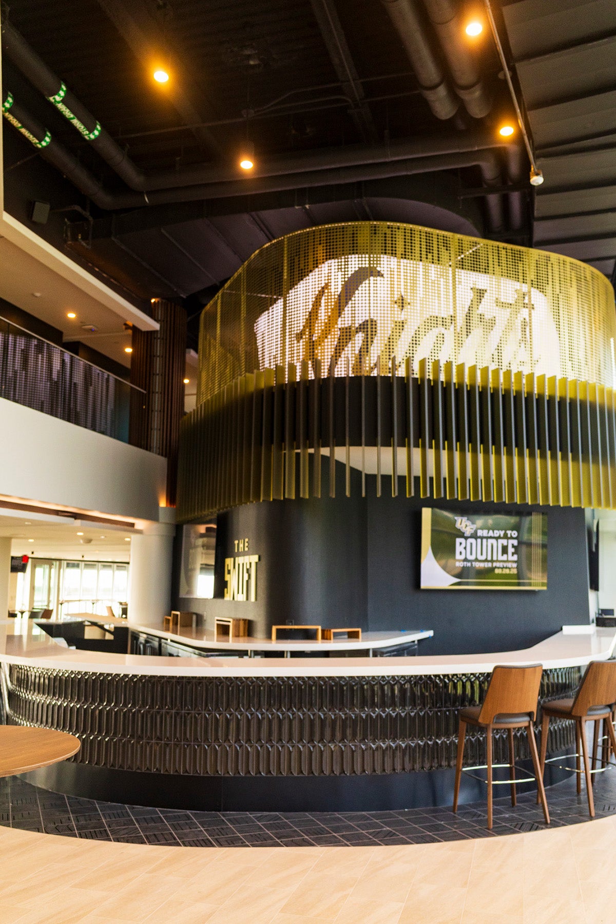 Black and gold bar space in Art Deco style