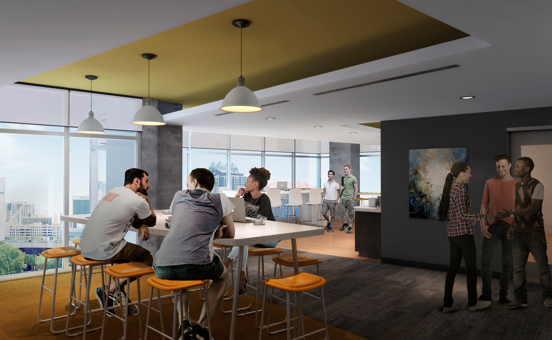 Each floor of the residences also features a resident-only club room with lounges, a coffee bar and space for community activities.
