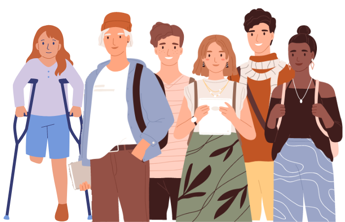 Illustration of a group of students