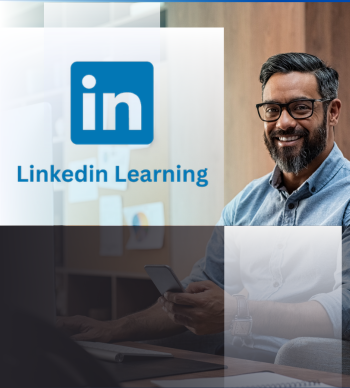 LinkedIn Learning branded image with gentlemen smiling while on phone