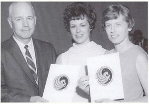 Photo of Dr. Charles Millican with the FTU seal in 1968