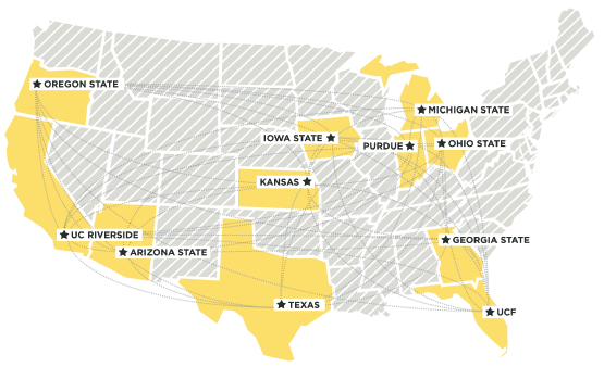 Map of the new University Innovation Alliance