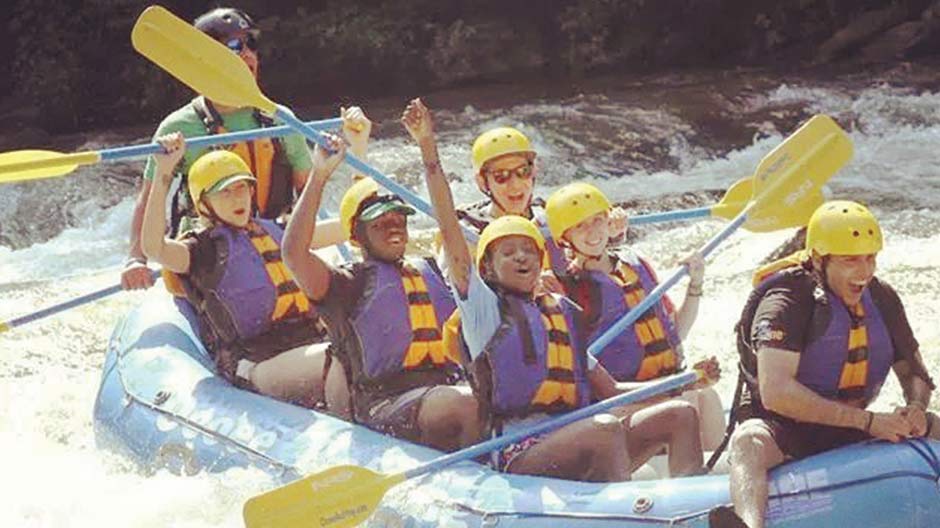 People white water rafting on the Ocoee River in Tennessee