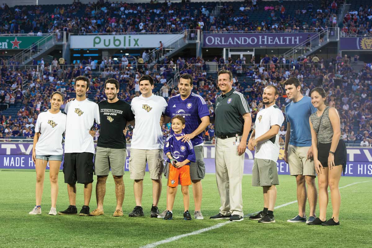 Team on soccer field