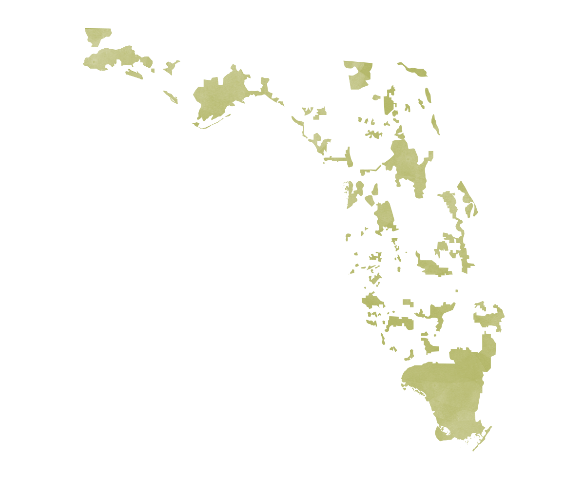 Florida map displaying current conservation areas